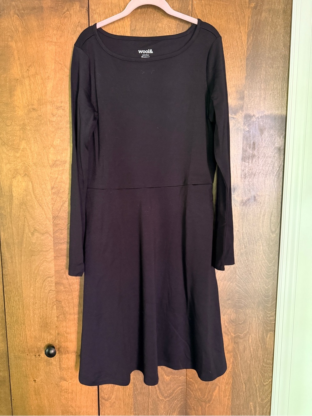 wool& Black Long-Sleeve Fit & Flare Dress